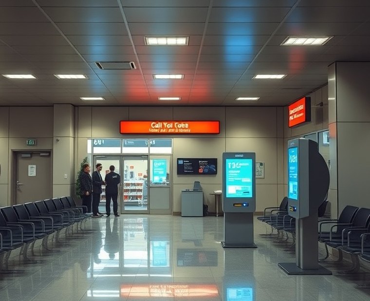Sala de espera ordenada con sistema de turnos